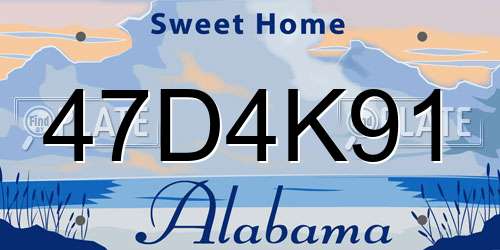 47D4K91 Alabama License Plate