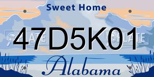 47D5K01 Alabama License Plate