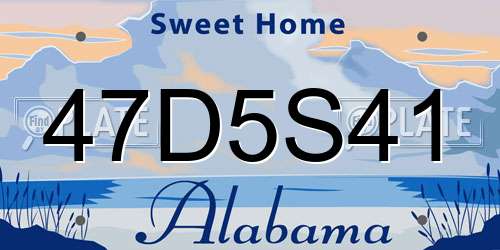 47D5S41 Alabama License Plate