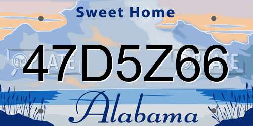 47D5Z66 Alabama License Plate