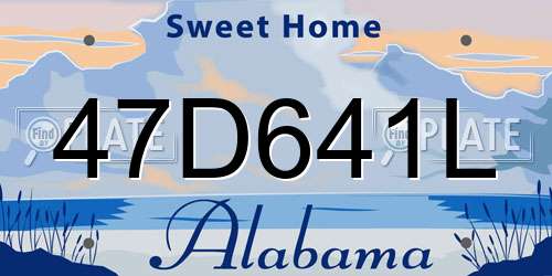 47D641L Alabama License Plate