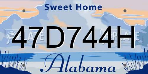 47D744H Alabama License Plate