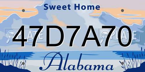 47D7A70 Alabama License Plate