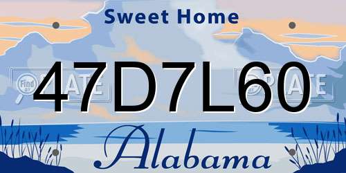 47D7L60 Alabama License Plate