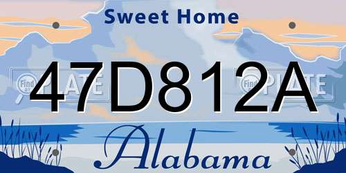 47D812A Alabama License Plate