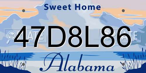 47D8L86 Alabama License Plate