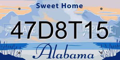 47D8T15 Alabama License Plate