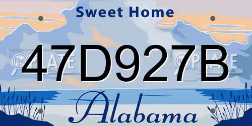 47D927B Alabama License Plate