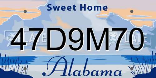 47D9M70 Alabama License Plate