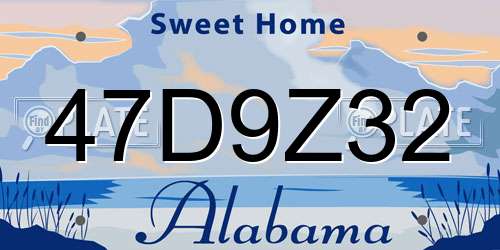 47D9Z32 Alabama License Plate