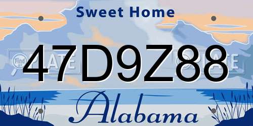 47D9Z88 Alabama License Plate