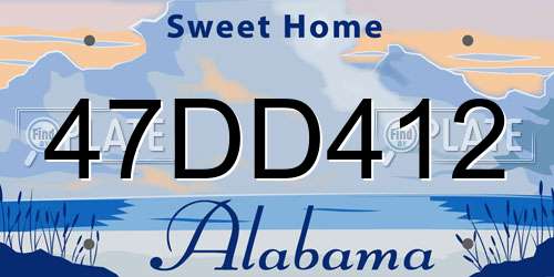 47DD412 Alabama License Plate