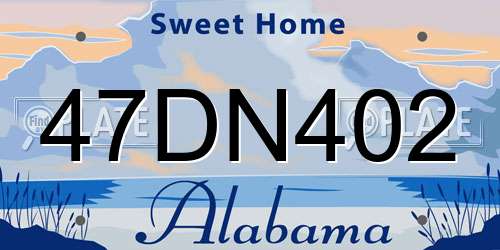 47DN402 Alabama License Plate