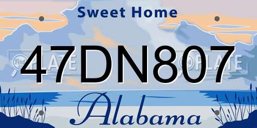 47DN807 Alabama License Plate