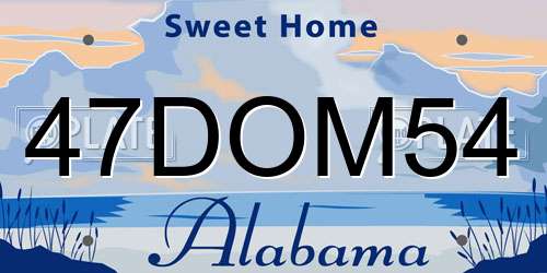 47DOM54 Alabama License Plate