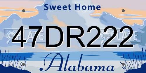 47DR222 Alabama License Plate