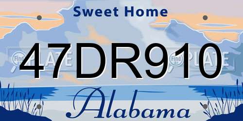47DR910 Alabama License Plate