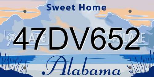47DV652 Alabama License Plate