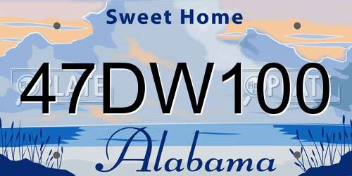 47DW100 Alabama License Plate