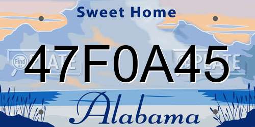 47F0A45 Alabama License Plate