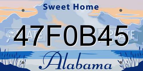 47F0B45 Alabama License Plate