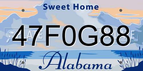 47F0G88 Alabama License Plate