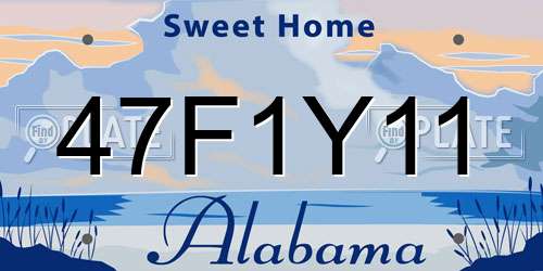 47F1Y11 Alabama License Plate