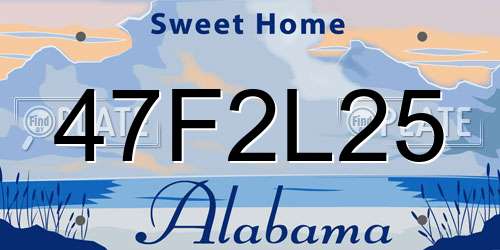 47F2L25 Alabama License Plate