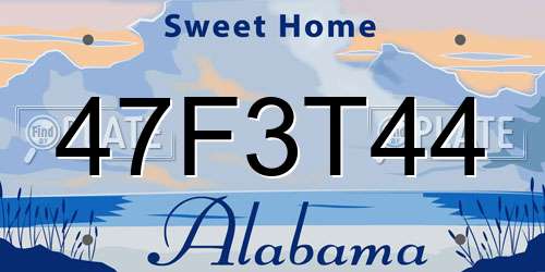 47F3T44 Alabama License Plate