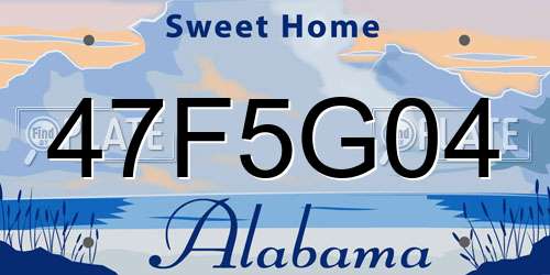 47F5G04 Alabama License Plate