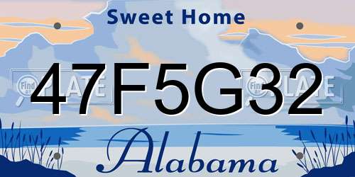 47F5G32 Alabama License Plate