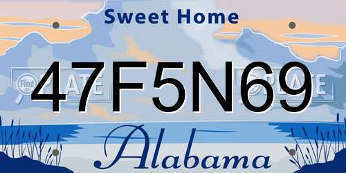 47F5N69 Alabama License Plate