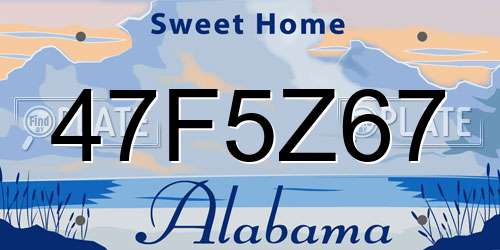 47F5Z67 Alabama License Plate