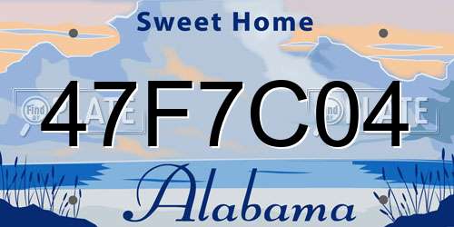 47F7C04 Alabama License Plate