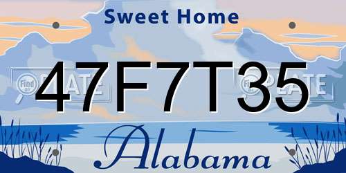 47F7T35 Alabama License Plate