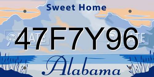 47F7Y96 Alabama License Plate