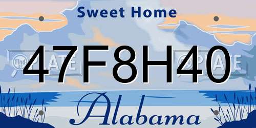47F8H40 Alabama License Plate