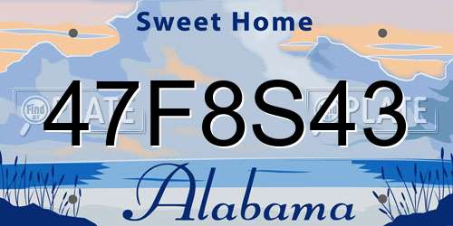 47F8S43 Alabama License Plate
