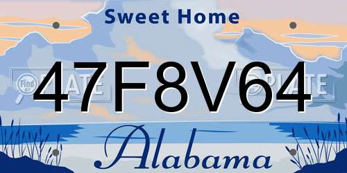 47F8V64 Alabama License Plate