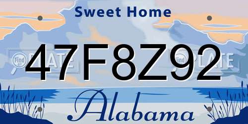 47F8Z92 Alabama License Plate
