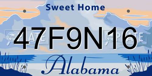 47F9N16 Alabama License Plate