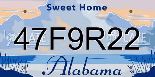 47F9R22 Alabama License Plate