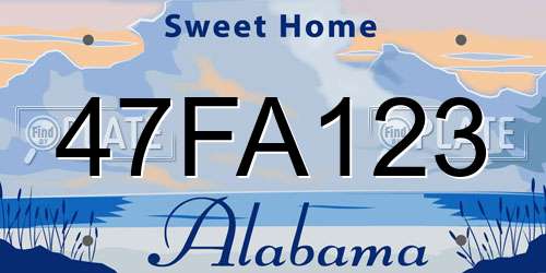 47FA123 Alabama License Plate