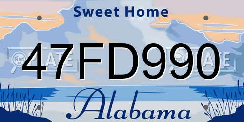 47FD990 Alabama License Plate