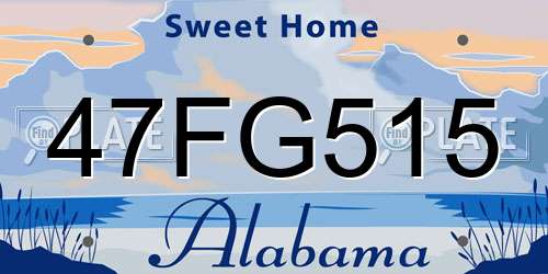 47FG515 Alabama License Plate