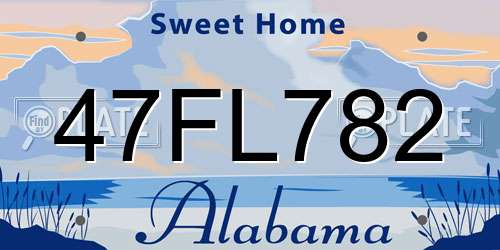 47FL782 Alabama License Plate