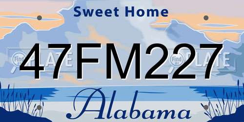 47FM227 Alabama License Plate