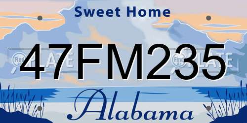 47FM235 Alabama License Plate