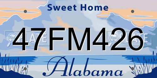 47FM426 Alabama License Plate