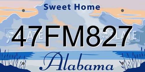 47FM827 Alabama License Plate